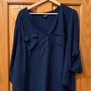 torrid Navy V-Neck Utility Blouse